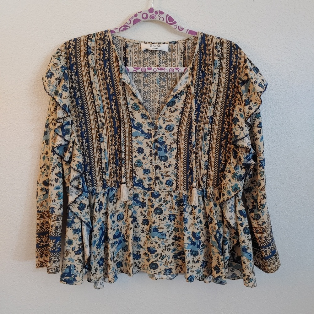 SEA New York Silk Blouse Deer Women's size 4